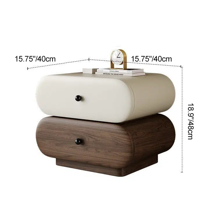 DFM-Table-BW02046-1.jpg Contemporary Creative Faux Leather Solid Wood Metal Rounded Rectangular Oval Nightstand 2-Drawer For Bedroom - Image 4