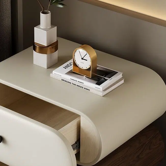 DFM-Table-BW02046-10-b5e02f64-0853-4910-b640-06fc4d33c8c2.jpg Contemporary Creative Faux Leather Solid Wood Metal Rounded Rectangular Oval Nightstand 2-Drawer For Bedroom - Image 7