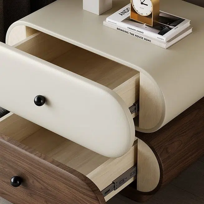 DFM-Table-BW02046-12-3c46df1c-2fef-4912-8ce3-b5864dcc90d0.jpg Contemporary Creative Faux Leather Solid Wood Metal Rounded Rectangular Oval Nightstand 2-Drawer For Bedroom - Image 8