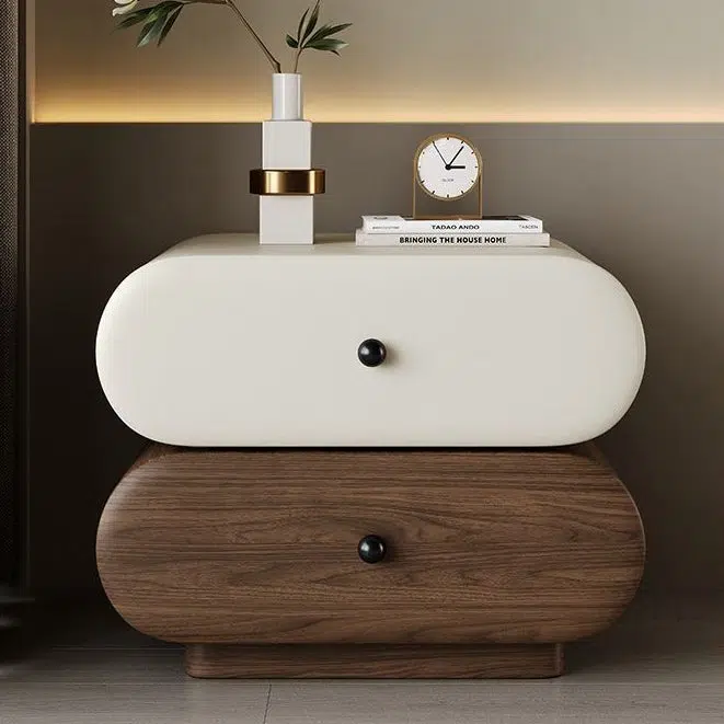 DFM-Table-BW02046-13.jpg Contemporary Creative Faux Leather Solid Wood Metal Rounded Rectangular Oval Nightstand 2-Drawer For Bedroom - Image 17