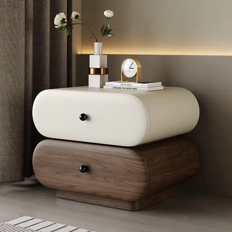 DFM-Table-BW02046-5-e17cb9ca-7ee7-4826-9150-6abf6c64fc28.jpg Contemporary Creative Faux Leather Solid Wood Metal Rounded Rectangular Oval Nightstand 2-Drawer For Bedroom - Image 21
