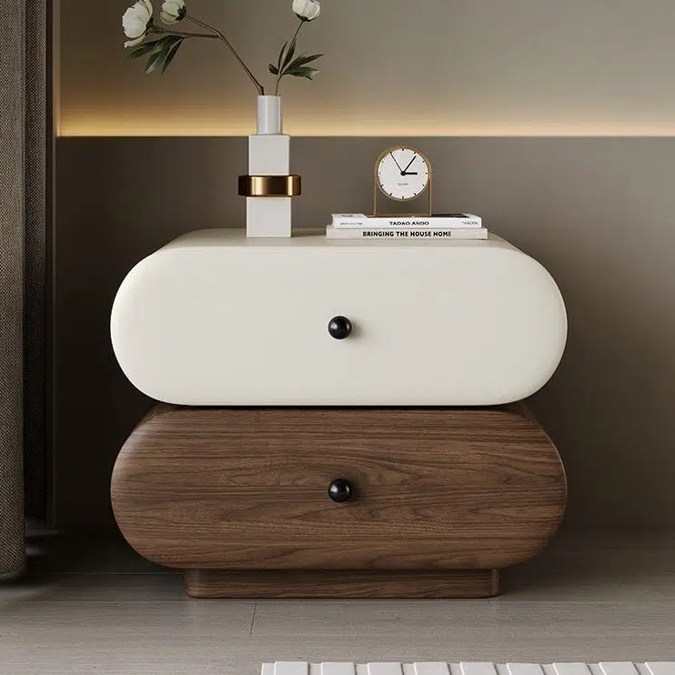 DFM-Table-BW02046-7-8fc08c6d-54a6-4ca2-b926-2c4b4904ccba.jpg Contemporary Creative Faux Leather Solid Wood Metal Rounded Rectangular Oval Nightstand 2-Drawer For Bedroom - Image 18