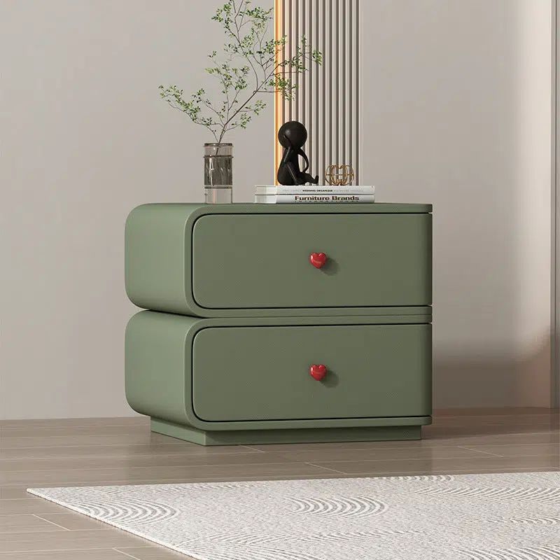 DFM-Table-BW02047-18.jpg Contemporary Creative Faux Leather Solid Wood & Metal Curved Rectangular Nightstand 2-Drawer For Bedroom - Image 1