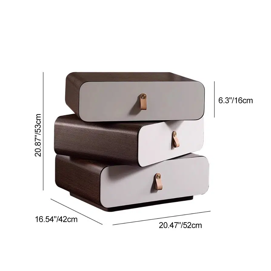 DFM-Table-BW02048-1.jpg Contemporary Creative Engineered Wood & Solid Wood Stacked Rounded Nightstand 3-Drawer For Bedroom - Image 4