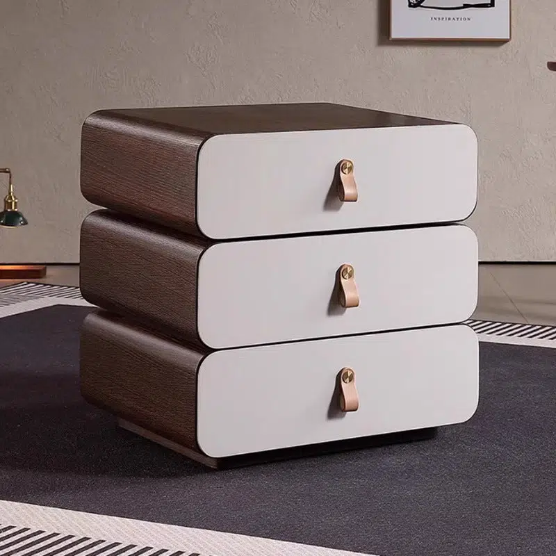 DFM-Table-BW02048-4.jpg Contemporary Creative Engineered Wood & Solid Wood Stacked Rounded Nightstand 3-Drawer For Bedroom - Image 6