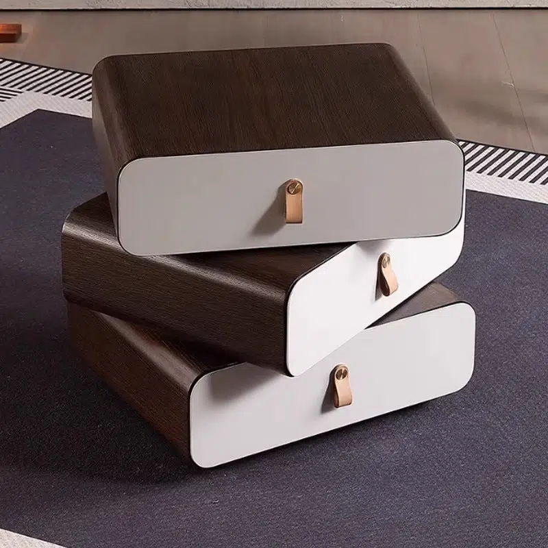 DFM-Table-BW02048-5.jpg Contemporary Creative Engineered Wood & Solid Wood Stacked Rounded Nightstand 3-Drawer For Bedroom - Image 1
