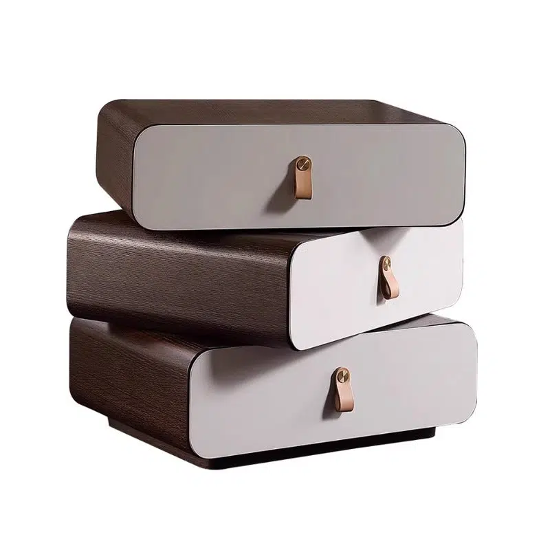 DFM-Table-BW02048-6.jpg Contemporary Creative Engineered Wood & Solid Wood Stacked Rounded Nightstand 3-Drawer For Bedroom - Image 10