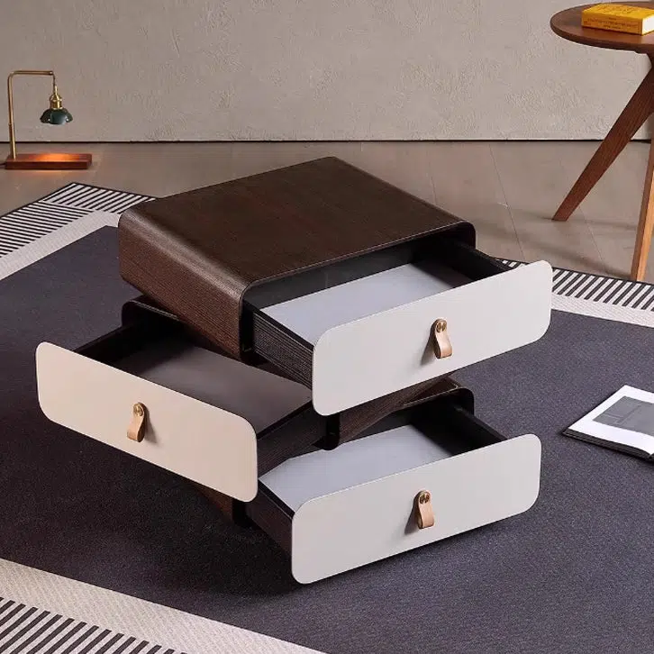 DFM-Table-BW02048-9.jpg Contemporary Creative Engineered Wood & Solid Wood Stacked Rounded Nightstand 3-Drawer For Bedroom - Image 9