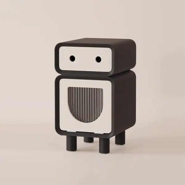 Contemporary Creative Medium-Density Fiberboard Robot-Shaped Rounded Square Nightstand With 2 Drawers For Bedroom - Image 16