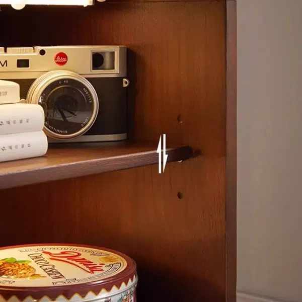 Contemporary Creative Solid Wood Glass Rounded Robot-Shaped Nightstand With 2 Storage For Bedroom & Living Room - Image 9