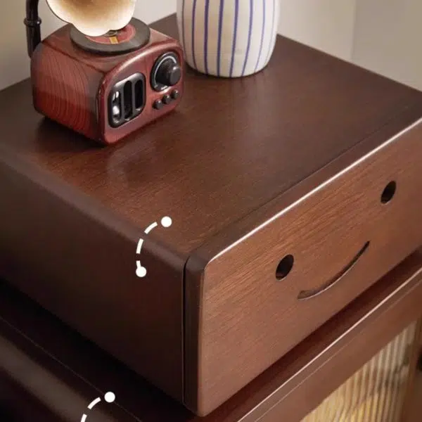 Contemporary Creative Solid Wood Glass Rounded Robot-Shaped Nightstand With 2 Storage For Bedroom & Living Room - Image 12