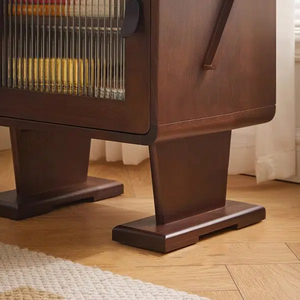 Contemporary Creative Solid Wood Glass Rounded Robot-Shaped Nightstand With 2 Storage For Bedroom & Living Room - Image 14