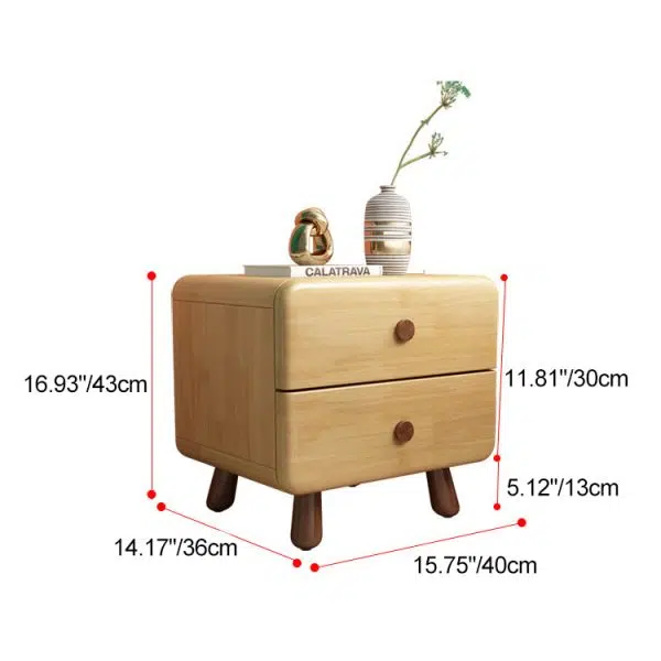 Contemporary Creative Solid Wood Rounded Cylinder Nightstand With 1/2 Drawers For Bedroom - Image 4