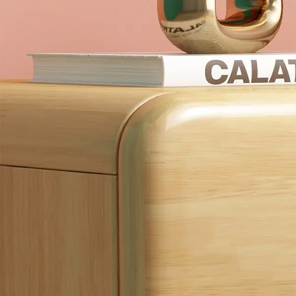 Contemporary Creative Solid Wood Rounded Cylinder Nightstand With 1/2 Drawers For Bedroom - Image 12
