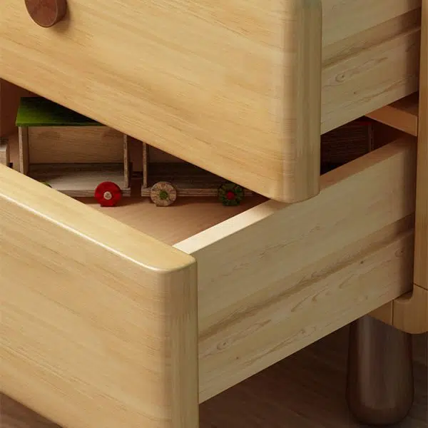 Contemporary Creative Solid Wood Rounded Cylinder Nightstand With 1/2 Drawers For Bedroom - Image 6