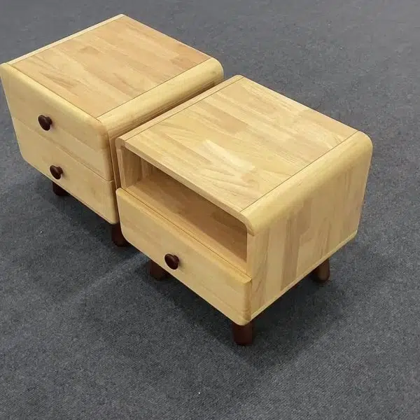 Contemporary Creative Solid Wood Rounded Cylinder Nightstand With 1/2 Drawers For Bedroom - Image 3