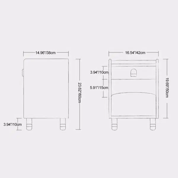 Contemporary Scandinavian Cherry Wood Rounded Rectangle Nightstand With 2 Tiers For Bedroom - Image 4