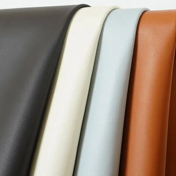 Contemporary Creative Faux Leather Solid Wood Curved Square Nightstand 2-Drawer For Bedroom - Image 4