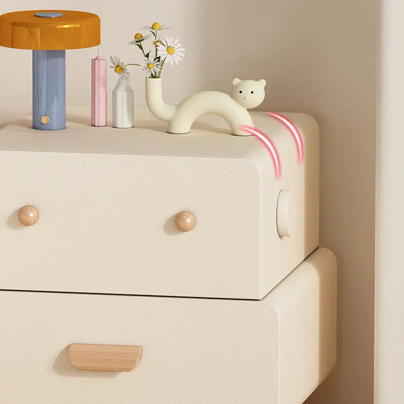 DFM-Table-BW02185-15.jpg Contemporary Creative Faux Leather Solid Wood Curved Square Nightstand 2-Drawer For Bedroom - Image 8