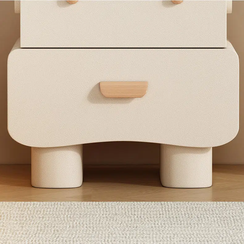 DFM-Table-BW02185-16.jpg Contemporary Creative Faux Leather Solid Wood Curved Square Nightstand 2-Drawer For Bedroom - Image 9