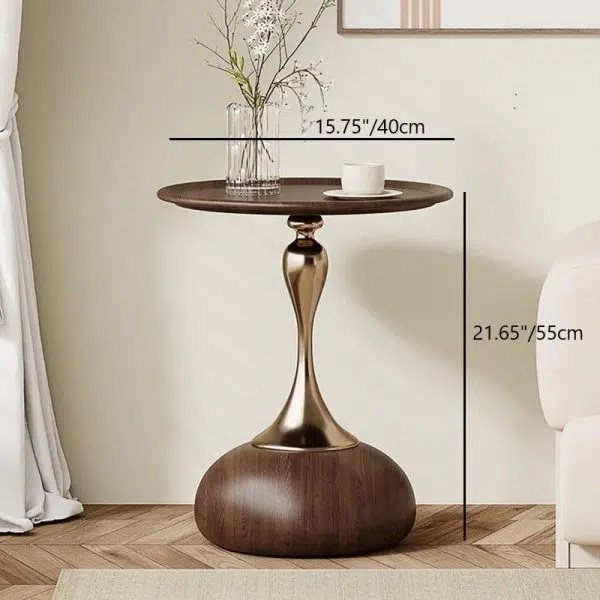 Contemporary Creative Carbon Steel Flat Round End Table With 1-Tier For Living Room - Image 5