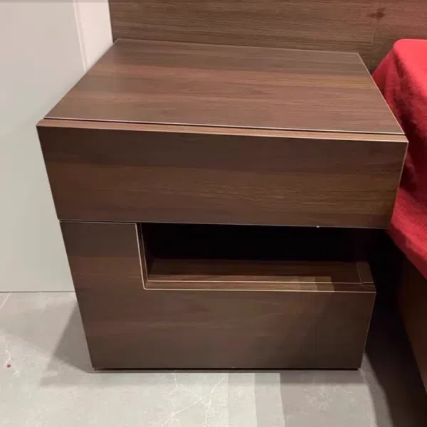 Contemporary Creative Solid Wood Geometric Nightstand With 2 Drawers For Bedroom - Image 6