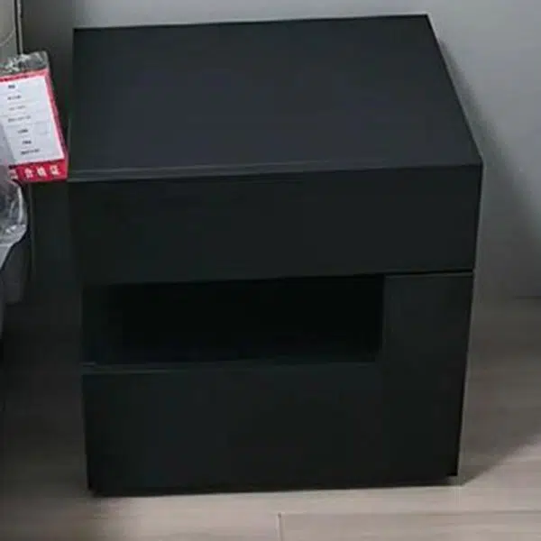 Contemporary Creative Solid Wood Geometric Nightstand With 2 Drawers For Bedroom - Image 9