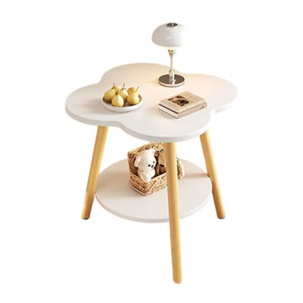 Contemporary Creative Solid Wood Metal Flower-Shaped Round End Table 2-Tier For Living Room - Image 13