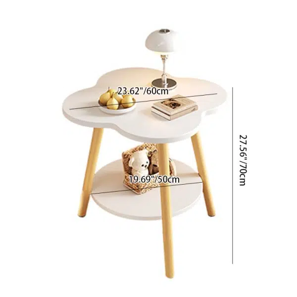 Contemporary Creative Solid Wood Metal Flower-Shaped Round End Table 2-Tier For Living Room - Image 6