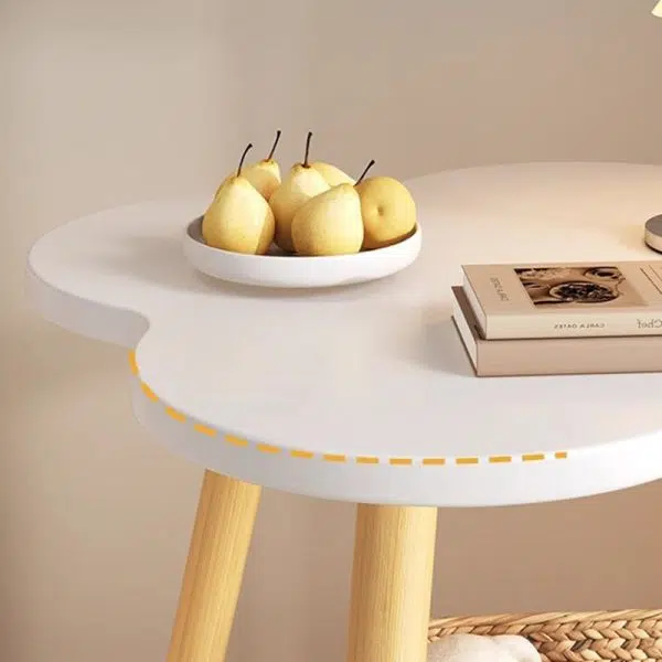 Contemporary Creative Solid Wood Metal Flower-Shaped Round End Table 2-Tier For Living Room - Image 7