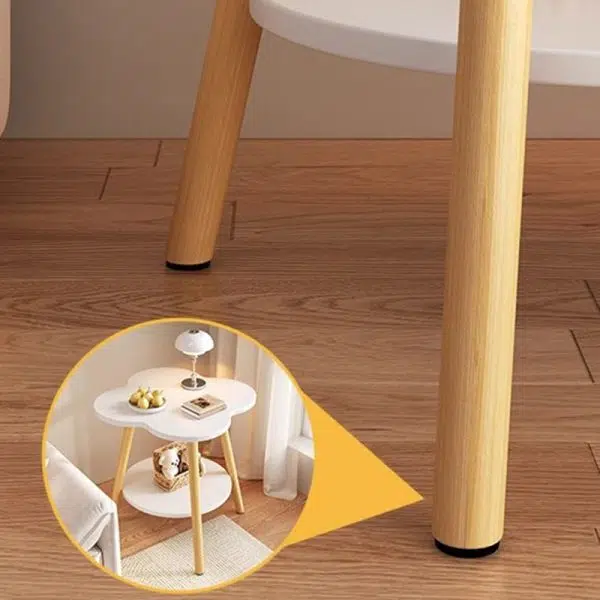 Contemporary Creative Solid Wood Metal Flower-Shaped Round End Table 2-Tier For Living Room - Image 8