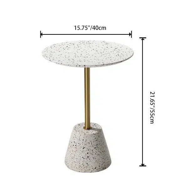 Contemporary Creative Terrazzo Metal Round End Table 1-Tier For Living Room - Image 4