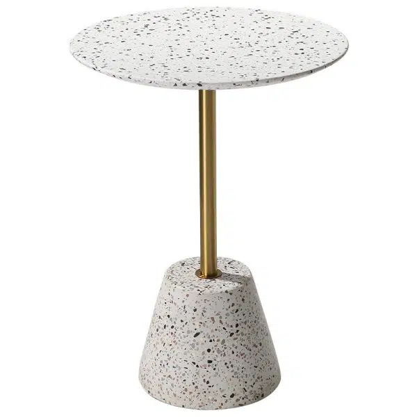 Contemporary Creative Terrazzo Metal Round End Table 1-Tier For Living Room - Image 11