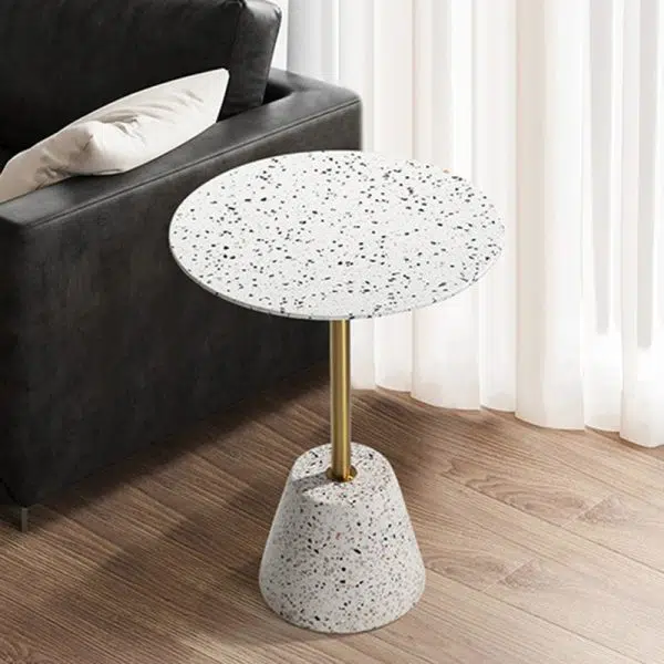 Contemporary Creative Terrazzo Metal Round End Table 1-Tier For Living Room - Image 3