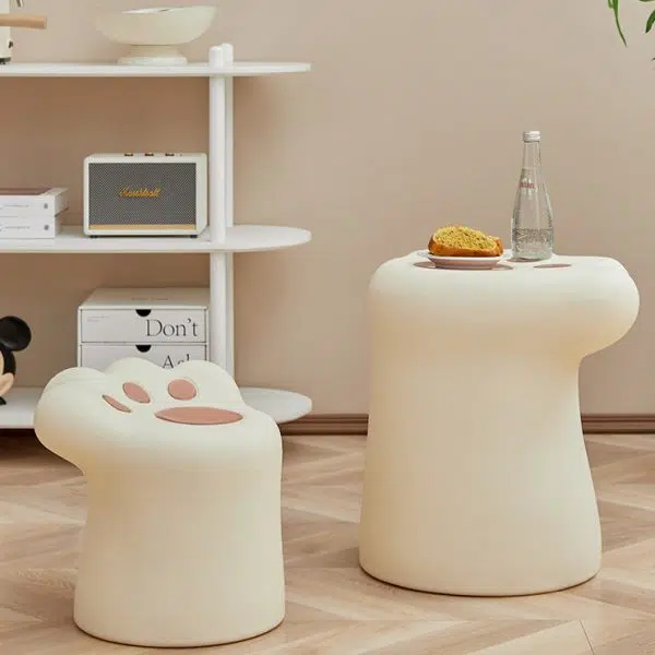 Contemporary Nordic Cat Scratching PE Side Table & Chair Set For Living Room - Image 17