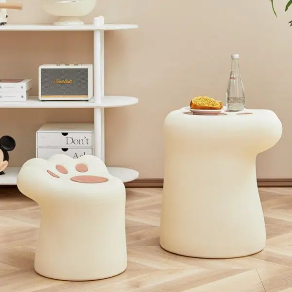 Contemporary Nordic Cat Scratching PE Side Table & Chair Set For Living Room - Image 13