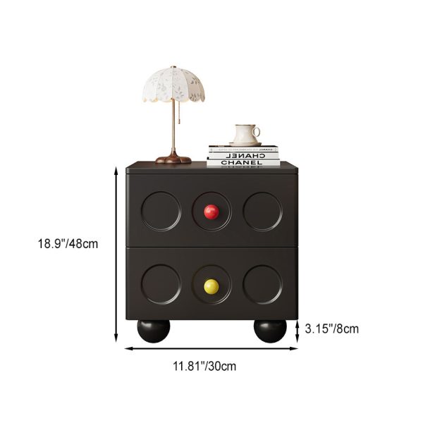 Contemporary Retro Cube Square Rubber Wood Nightstand 2 - Drawer For Bedroom - Image 4