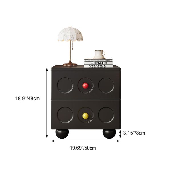 Contemporary Retro Cube Square Rubber Wood Nightstand 2 - Drawer For Bedroom - Image 6