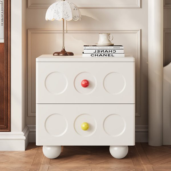 Contemporary Retro Cube Square Rubber Wood Nightstand 2 - Drawer For Bedroom - Image 2