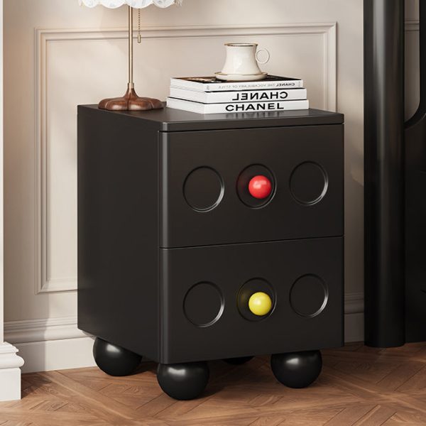 Contemporary Retro Cube Square Rubber Wood Nightstand 2 - Drawer For Bedroom - Image 12