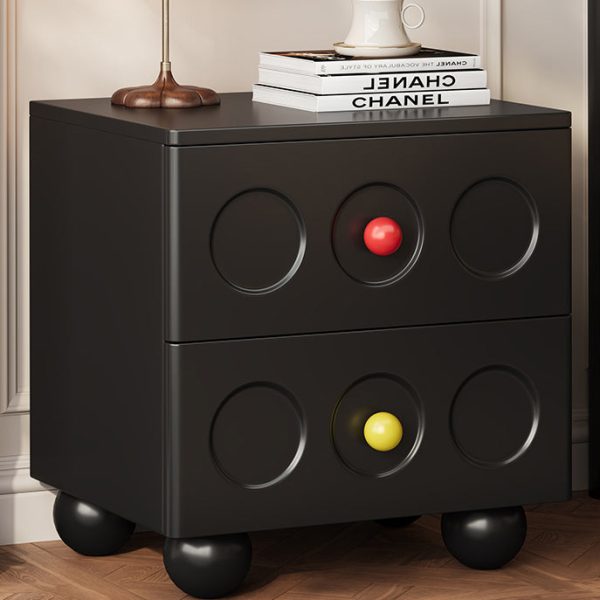 Contemporary Retro Cube Square Rubber Wood Nightstand 2 - Drawer For Bedroom - Image 11