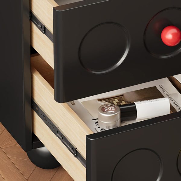 Contemporary Retro Cube Square Rubber Wood Nightstand 2 - Drawer For Bedroom - Image 7