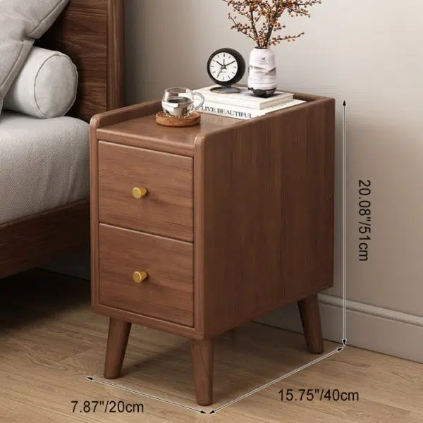 Contemporary Retro Cube Square Medium Density Fiberboard Nightstand 2 - Drawer For Bedroom - Image 3