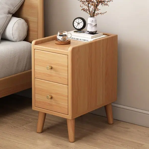 Contemporary Retro Cube Square Medium Density Fiberboard Nightstand 2 - Drawer For Bedroom - Image 2