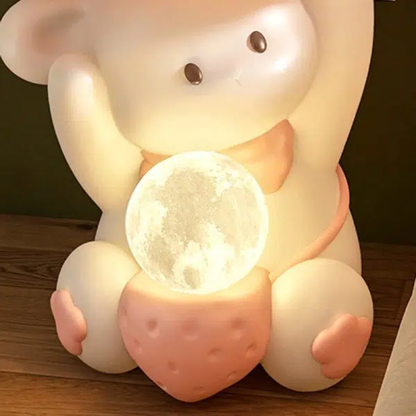 Contemporary Creative Sweet Rabbit Medium Density Fiberboard Resin Nightstand 1 - Cabinet For Bedroom - Image 6