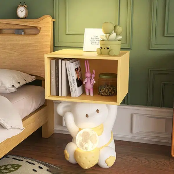 Contemporary Creative Sweet Rabbit Medium Density Fiberboard Resin Nightstand 1 - Cabinet For Bedroom - Image 8