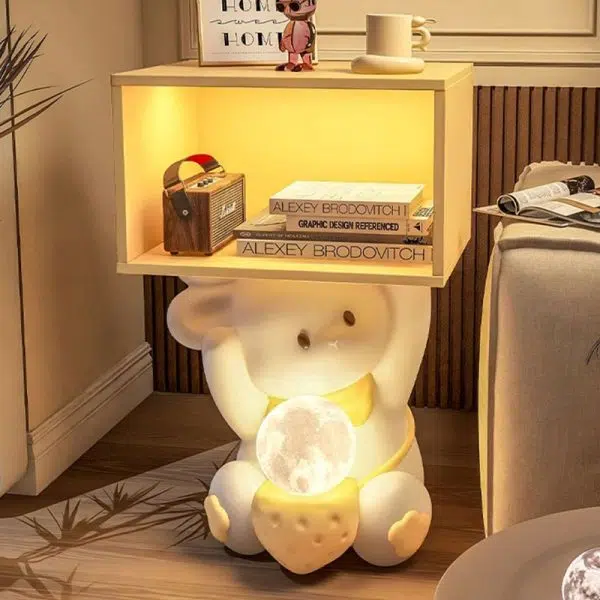 Contemporary Creative Sweet Rabbit Medium Density Fiberboard Resin Nightstand 1 - Cabinet For Bedroom - Image 10