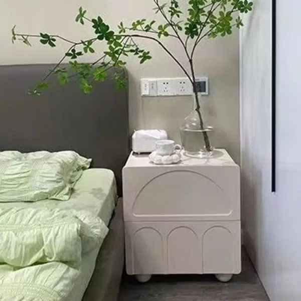 Contemporary Nordic Cube Square Medium Density Fiberboard Nightstand 2 - Drawer For Bedroom - Image 13