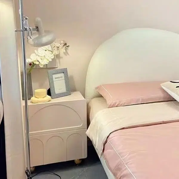 Contemporary Nordic Cube Square Medium Density Fiberboard Nightstand 2 - Drawer For Bedroom - Image 11