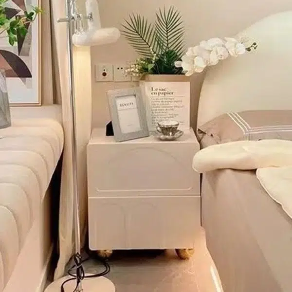 Contemporary Nordic Cube Square Medium Density Fiberboard Nightstand 2 - Drawer For Bedroom - Image 10